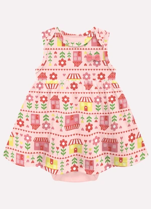 Kyly - Vestido Bebê Menina Estampa Rosa - KYLY