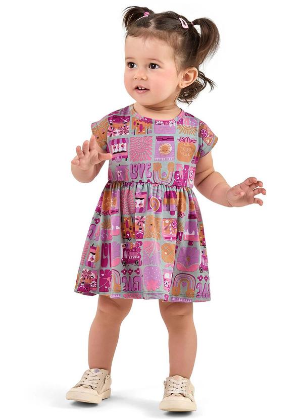 Elian - Vestido Bebê Menina Estampado Verde 2