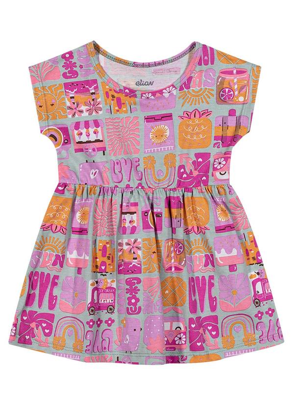 Elian - Vestido Bebê Menina Estampado Verde 3