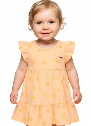 Colorittá - Vestido Bebê Menina Floral Canelado Amarelo - COLORITTÁ