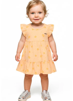 Colorittá - Vestido Bebê Menina Floral Canelado Amarelo - COLORITTÁ