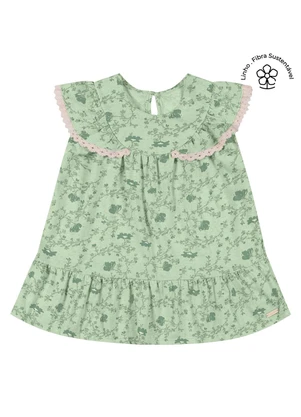 Colorittá - Vestido Bebê Menina Floral com Babados Verde - COLORITTÁ