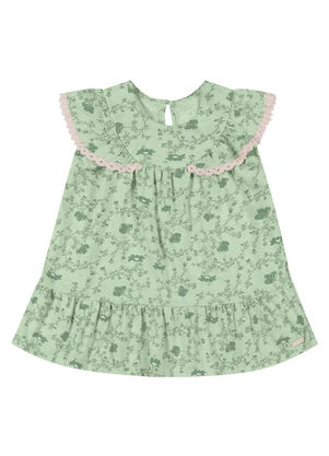 Colorittá - Vestido Bebê Menina Floral com Babados Verde - COLORITTÁ