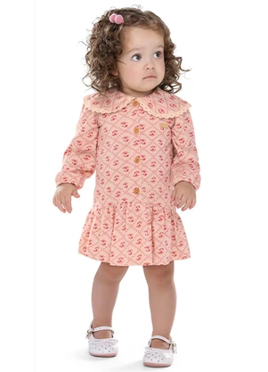 Colorittá - Vestido Bebê Menina Floral com Botões Rosa - COLORITTÁ