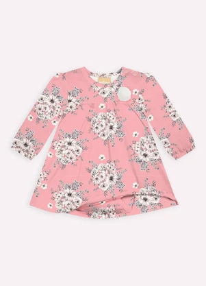 Milon - Vestido Bebê Menina Flores Rosa - MILON