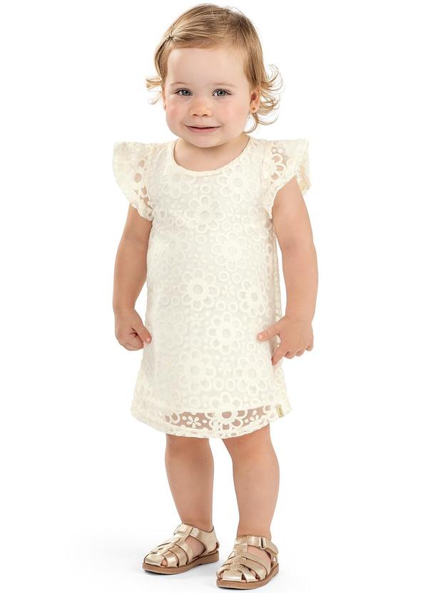 Elian - Vestido Bebê Menina Flores Tule Elian Bege 1