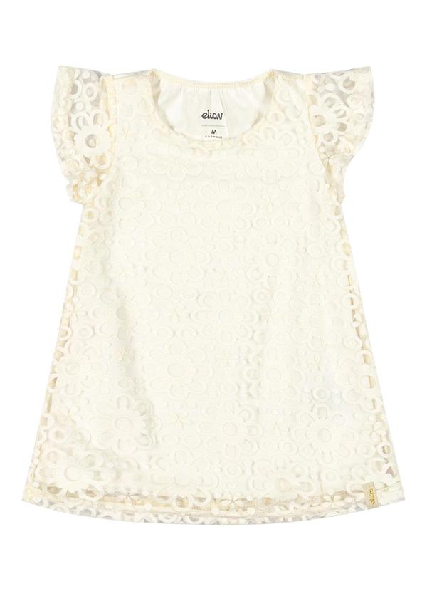 Elian - Vestido Bebê Menina Flores Tule Elian Bege 2