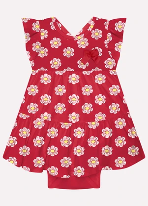 Kyly - Vestido Bebê Menina Flores Vermelho - KYLY