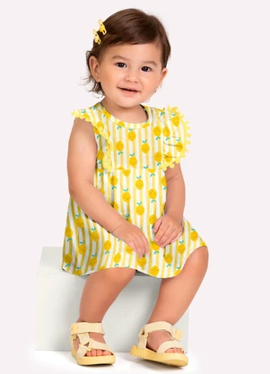 Kyly - Vestido Bebê Menina Frutas Amarelo - KYLY