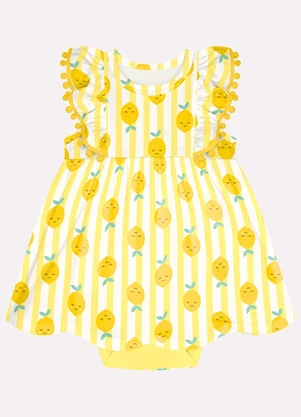 Kyly - Vestido Bebê Menina Frutas Amarelo - KYLY