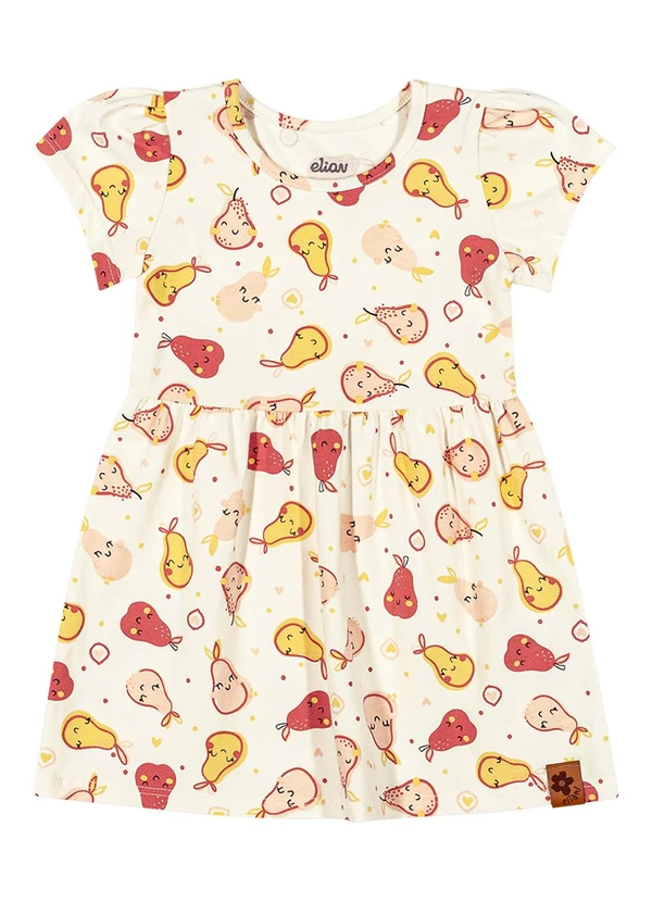 Elian - Vestido Bebê Menina Frutinhas Bege 2