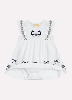 Milon - Vestido Bebê Menina Laço  Branco - MILON