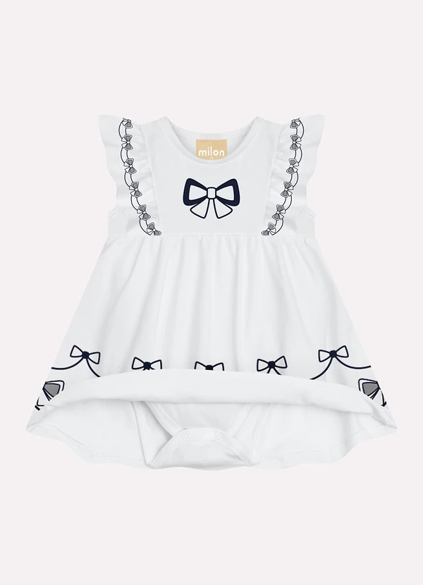 Milon - Vestido Bebê Menina Laço  Branco 2