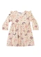 Elian - Vestido Bebê Menina Manga Longa Bichinhos Amarelo - variação: Bege