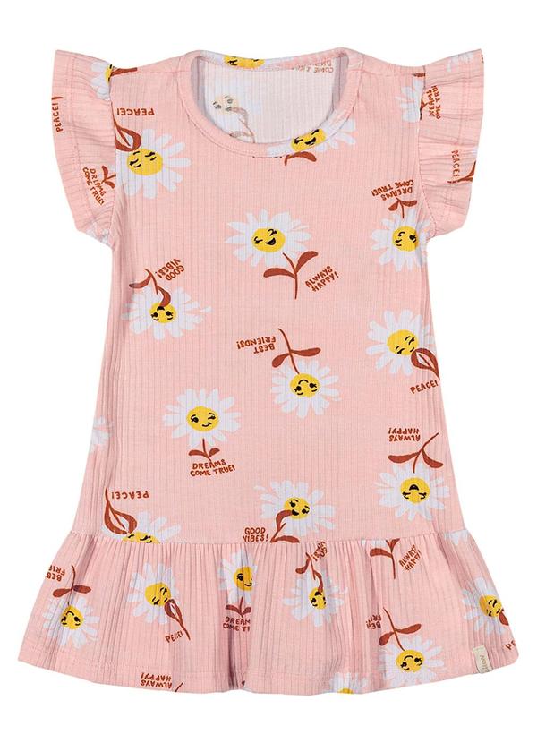 Elian - Vestido Bebê Menina Margaridas Rosa