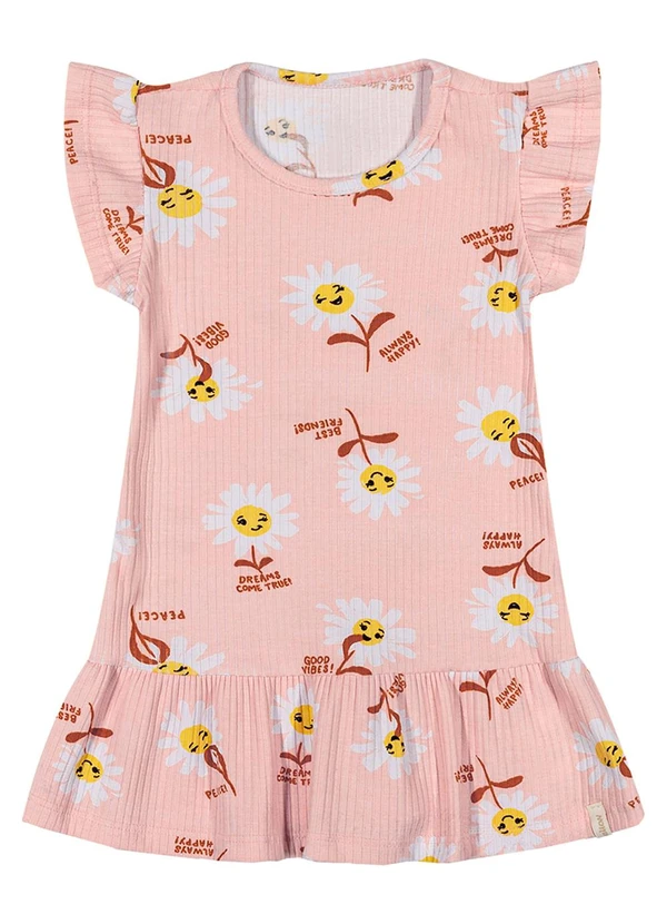 Elian - Vestido Bebê Menina Margaridas Rosa