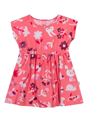 Elian - Vestido Bebê Menina Meia Malha Bichinhos Rosa - ELIAN