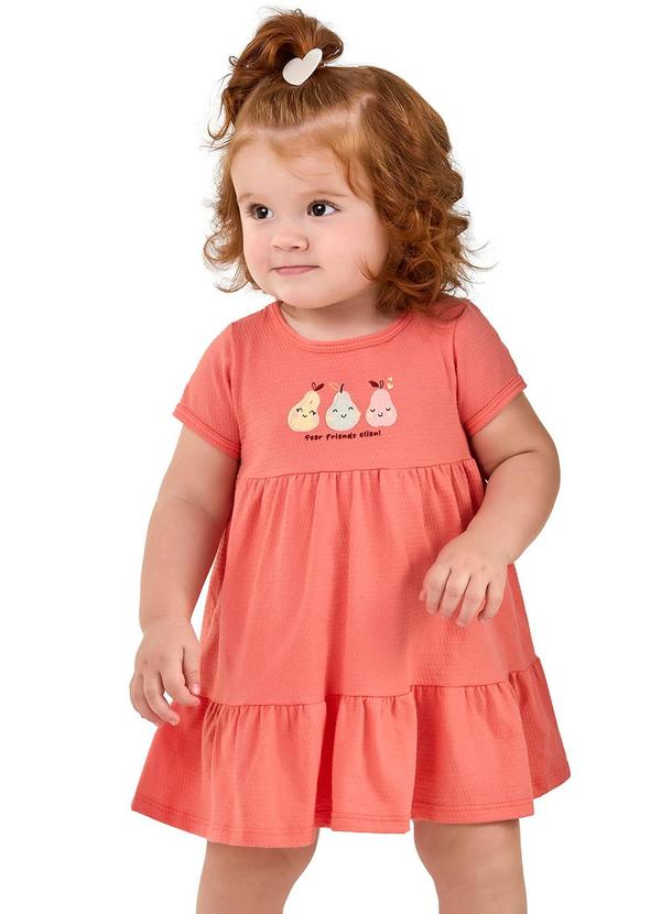 Elian - Vestido Bebê Menina Peras Rosa