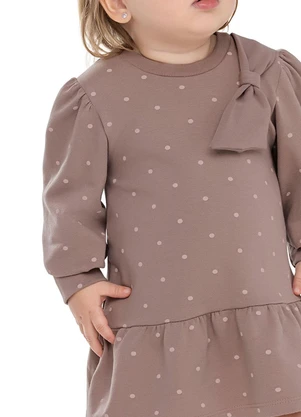 Colorittá - Vestido Bebê Menina Poá com Laço Marrom - COLORITTÁ