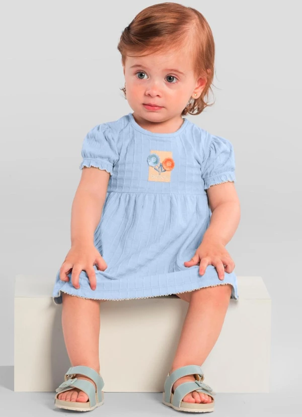 Brandili - Vestido Bebê Menina Quadriculado Azul 1