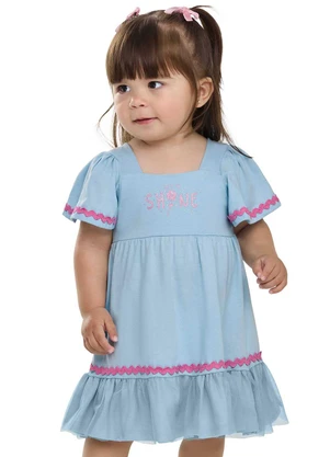 Elian - Vestido Bebê Menina Shine com Tule Azul - ELIAN