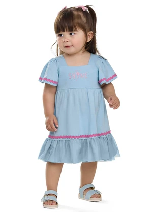 Elian - Vestido Bebê Menina Shine com Tule Azul - ELIAN