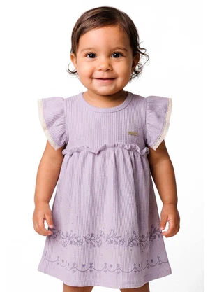 Colorittá - Vestido Bebê Menina Texturizado Floral Roxo - COLORITTÁ