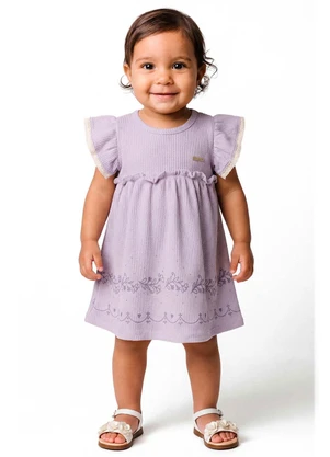 Colorittá - Vestido Bebê Menina Texturizado Floral Roxo - COLORITTÁ