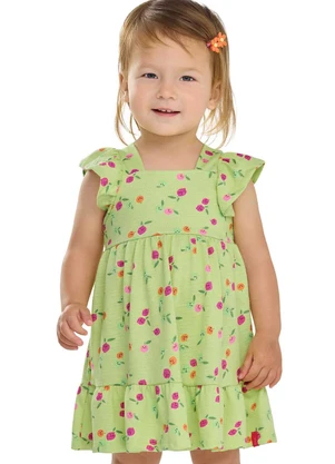 Elian - Vestido Bebê Menina Texturizado Frutas Verde - ELIAN