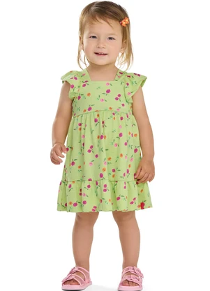 Elian - Vestido Bebê Menina Texturizado Frutas Verde - ELIAN