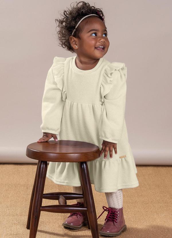 Colorittá - Vestido Bebê Menina Tricô com Meia Calça Bege 1