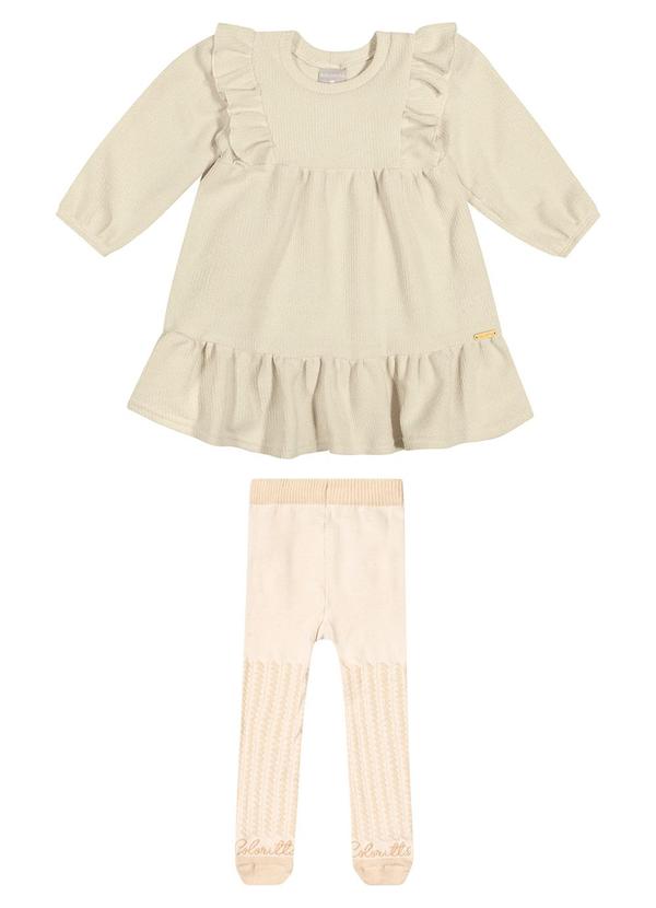 Colorittá - Vestido Bebê Menina Tricô com Meia Calça Bege 3