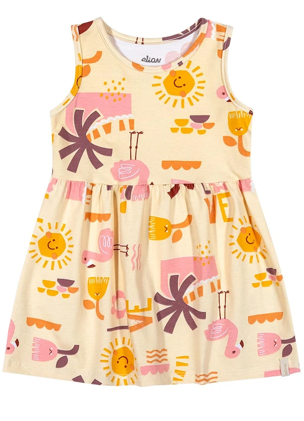 Elian - Vestido Bebê Menina Tropical Cotton Amarelo 2
