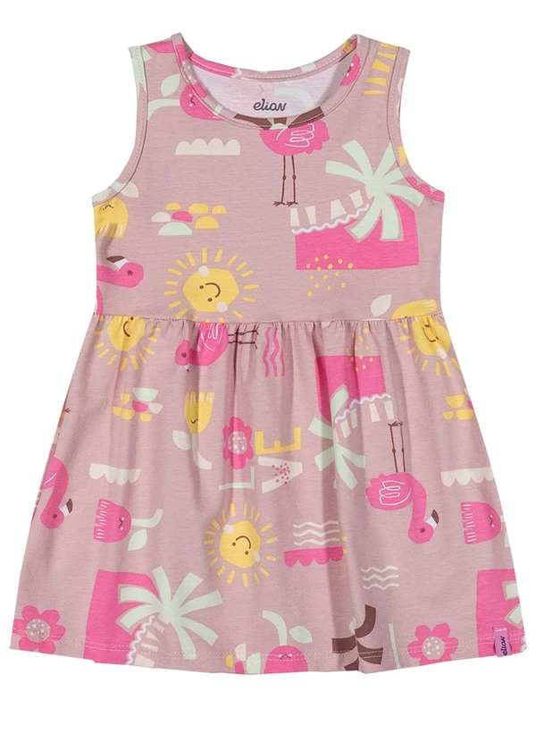 Elian - Vestido Bebê Menina Tropical Cotton Rosa