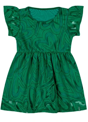 Elian - Vestido Bebê Menina Tule Corações Verde - ELIAN