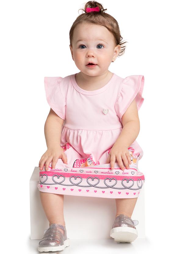 Marlan - Vestido Bebê Menina Ursinha Rosa