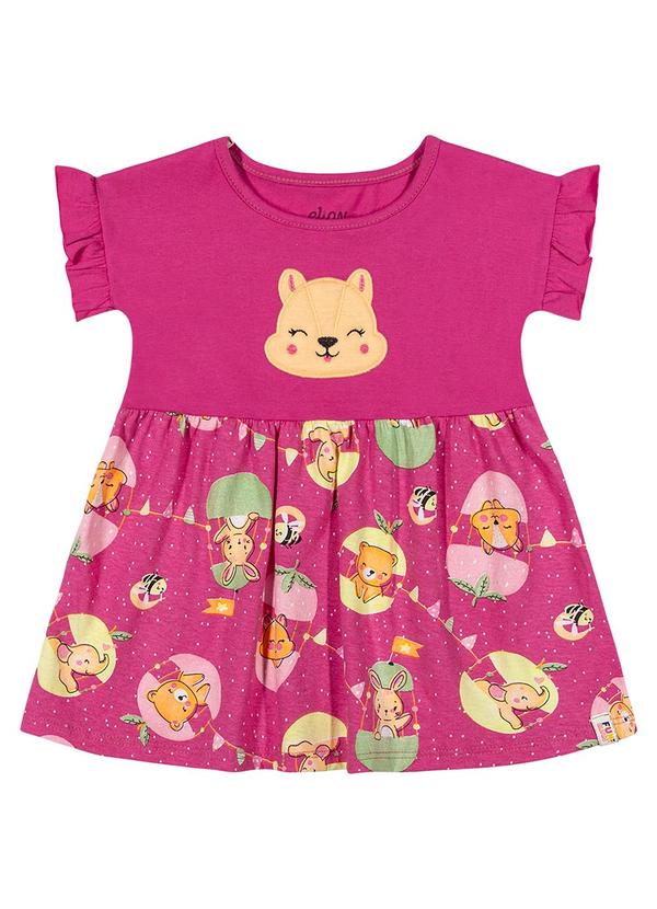 Elian - Vestido Bebê Menina Ursinho Elian Rosa