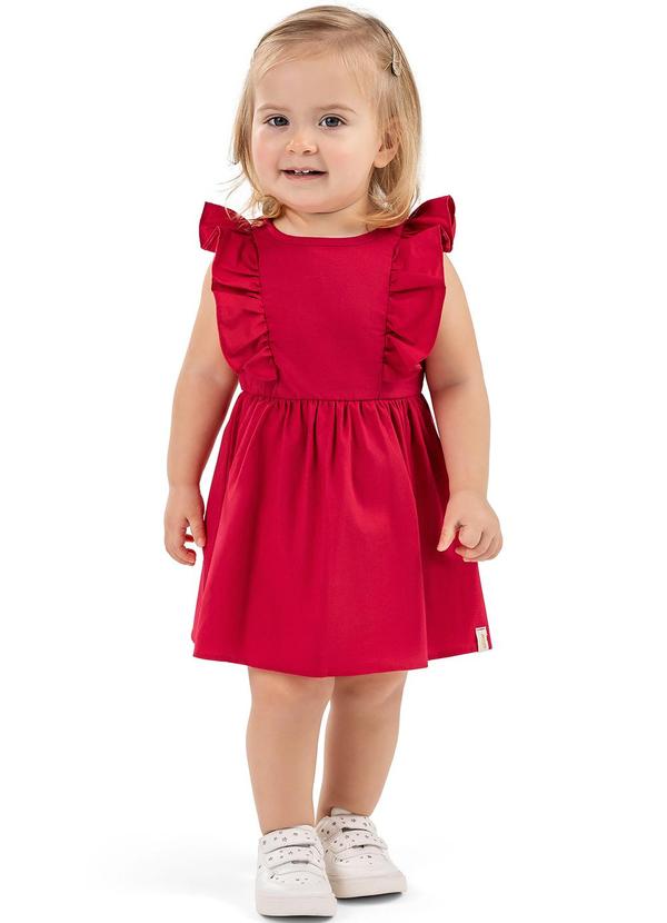 Elian - Vestido Bebê Meninas Babados Elian Vermelho