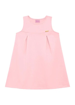 Duduka - Vestido Bebê Pregas com Plaquinha   Rosa - DUDUKA