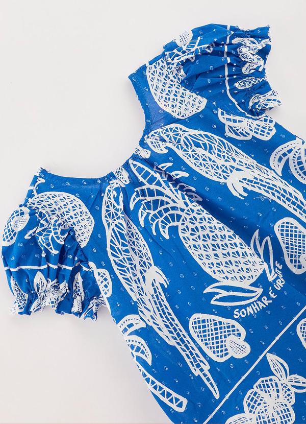 Fábula - Vestido Bebe Renda Tropical Azul 3