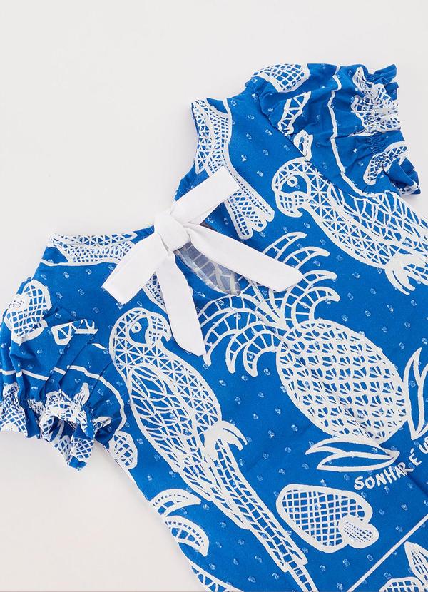 Fábula - Vestido Bebe Renda Tropical Azul 4