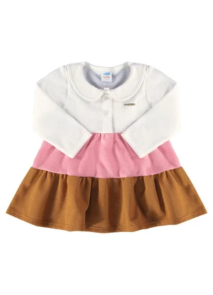 Marlan - Vestido Bebê Tricot Felpado Marias Baby Bege - MARLAN