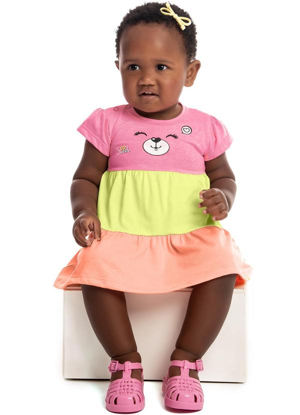 By Gus - Vestido Bebê Urso com Calcinha Rosa