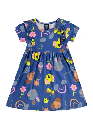 Bee Loop - Vestido Bichinhos Infantil Azul - BEE LOOP