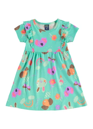 Bee Loop - Vestido Bichinhos Infantil Verde - BEE LOOP