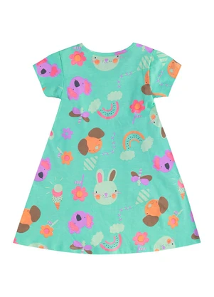 Bee Loop - Vestido Bichinhos Infantil Verde - BEE LOOP