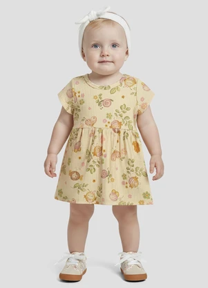 Kely Kety - Vestido Body Canelado Estampa Digital Bege - KELY KETY