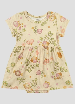 Kely Kety - Vestido Body Canelado Estampa Digital Bege - KELY KETY