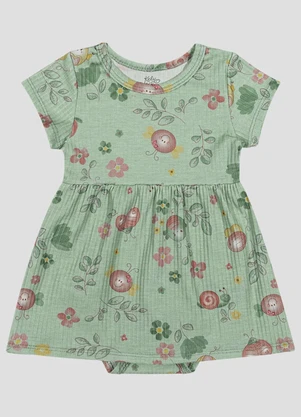 Kely Kety - Vestido Body Canelado Estampa Digital Verde - KELY KETY