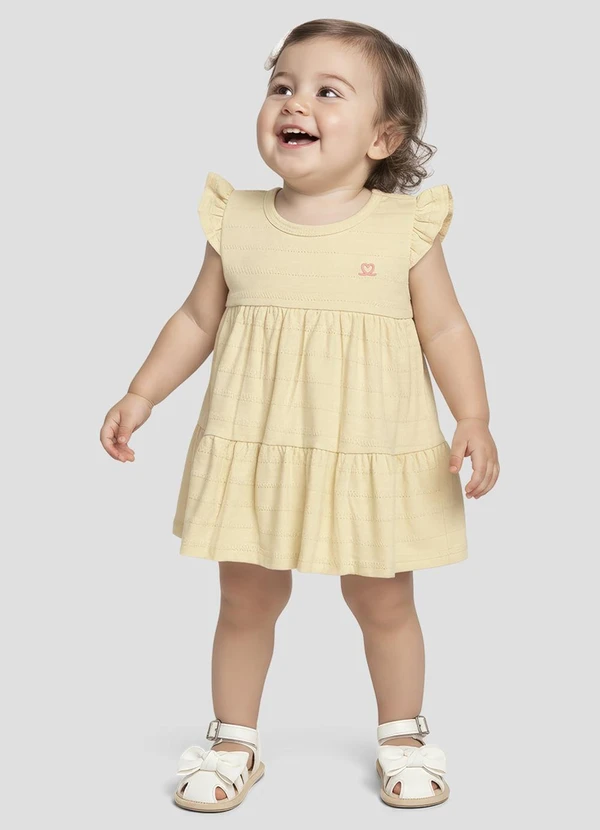 Kely Kety - Vestido Body em Malha Trabalhada Striped Bege
